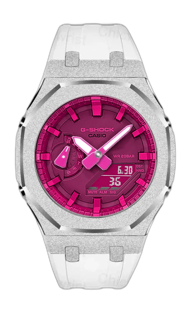 Classic CasiOak — white strap, pink dial