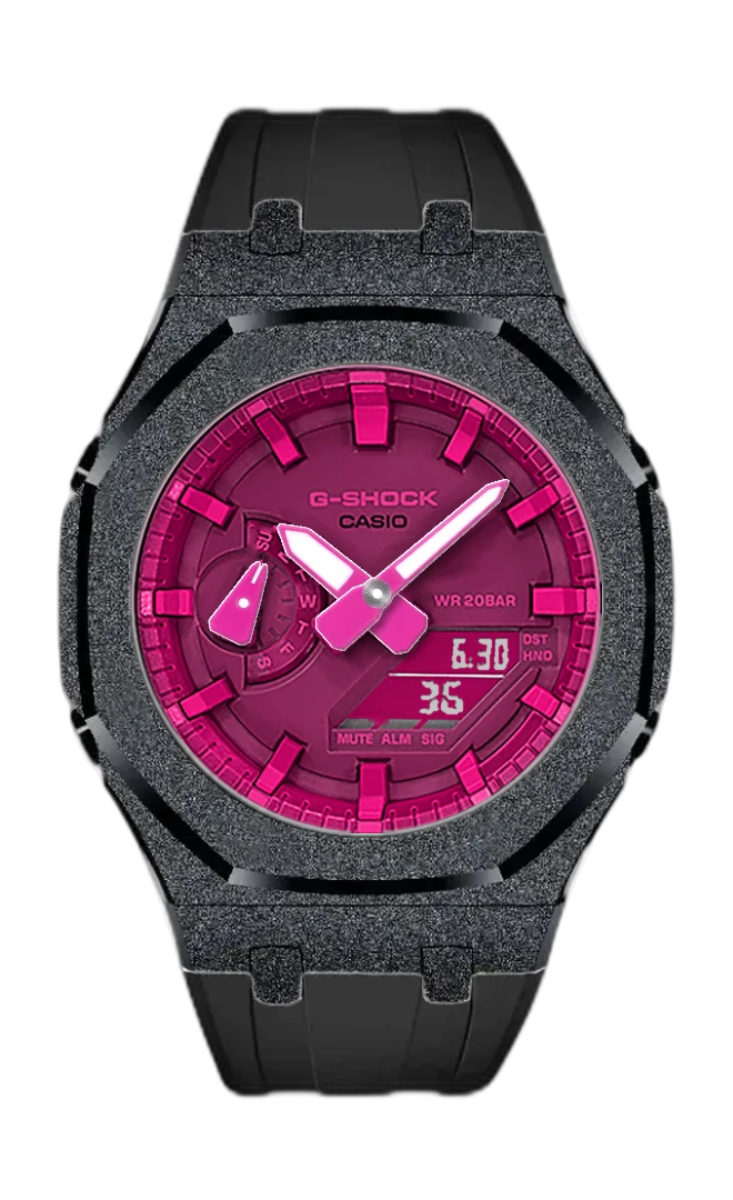 Classic CasiOak — black strap, pink dial